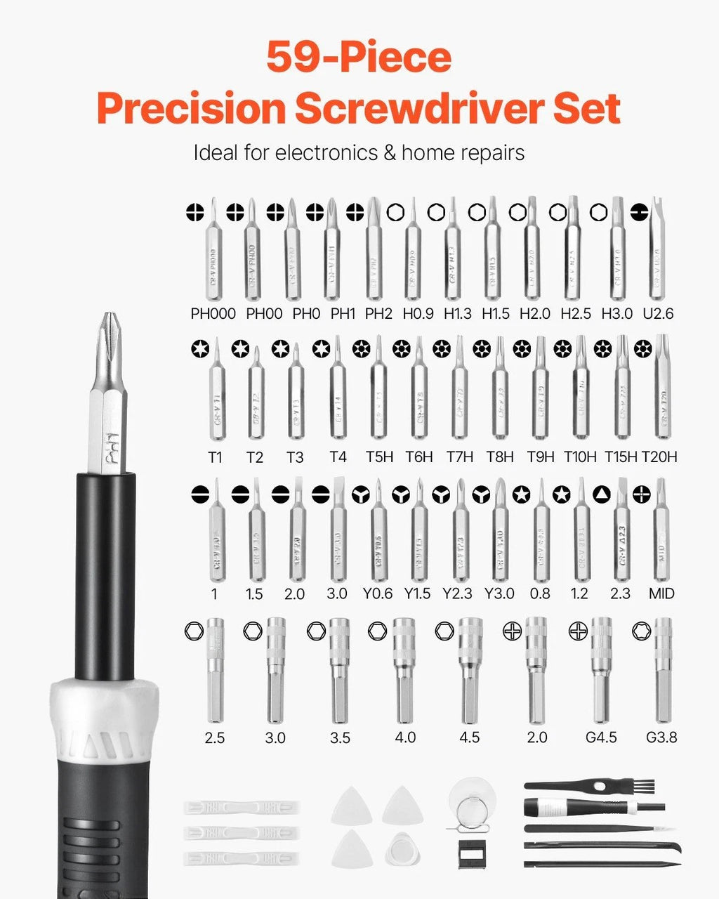 59-Piece Precision Screwdriver Set Repair Tool Kit Magnetic Bit for Computer
