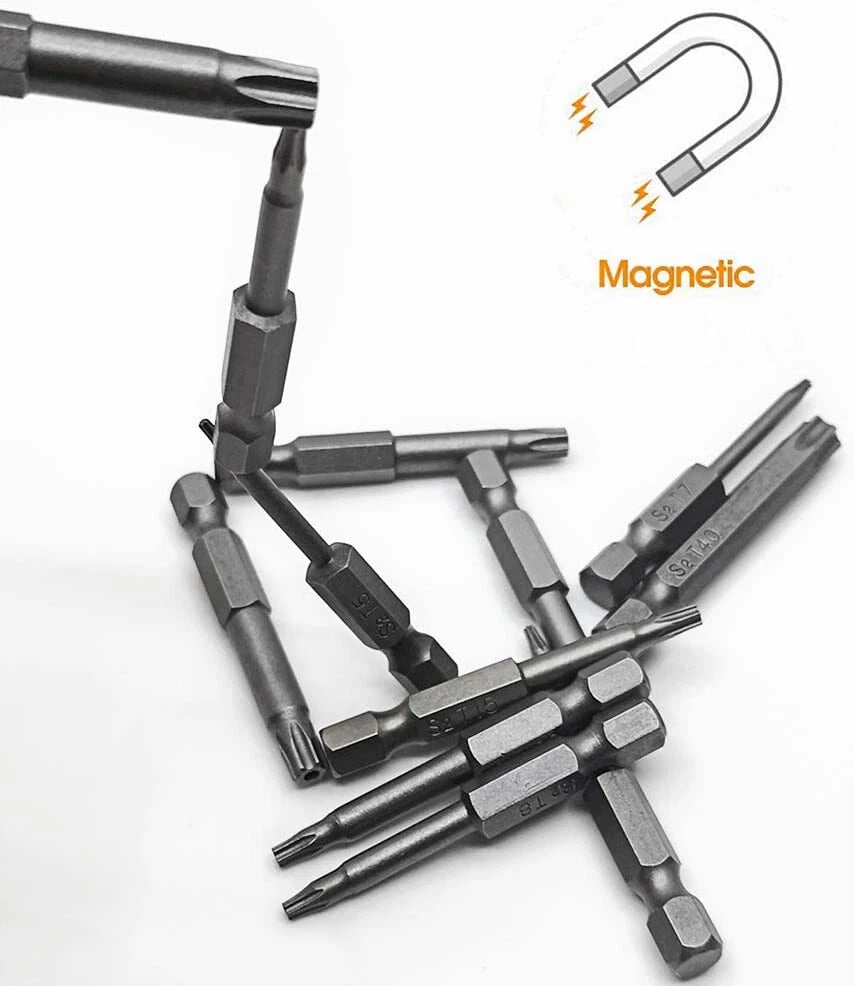 12PC Tamper Proof Star Impact Driver Bit Set Security Screwdriver Bits Hex Shank