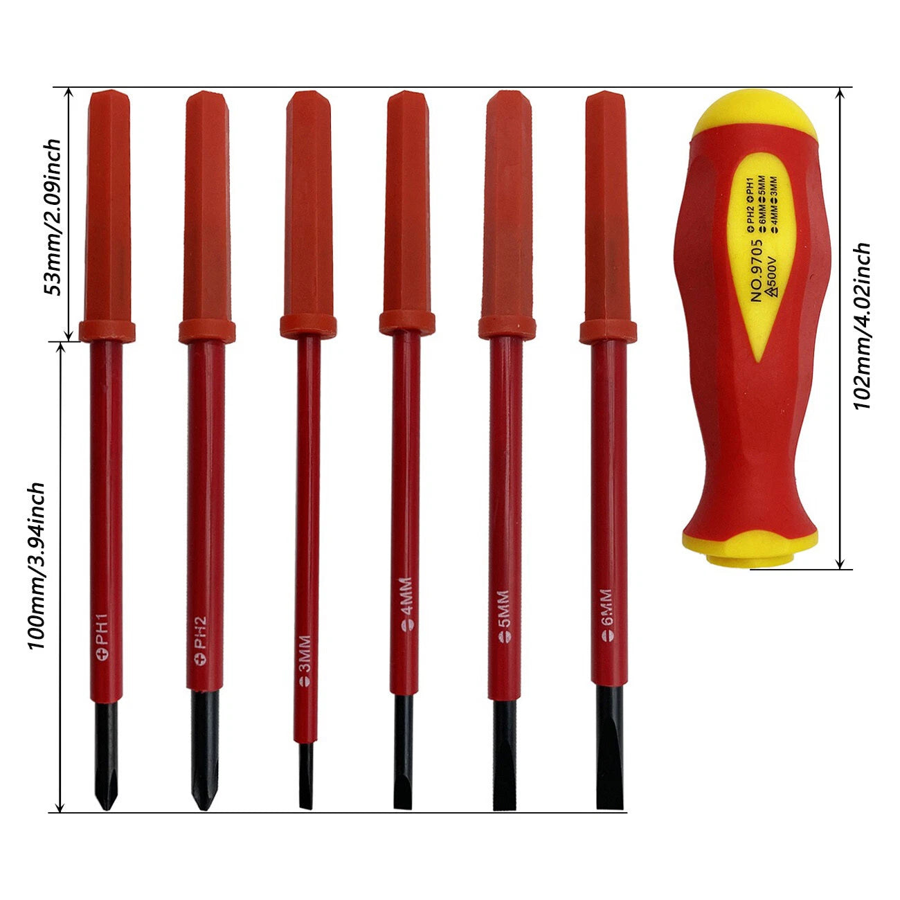 7Pcs Screwdriver Set Phillips Flat Slotted Electrician Multi-purpose Insulated