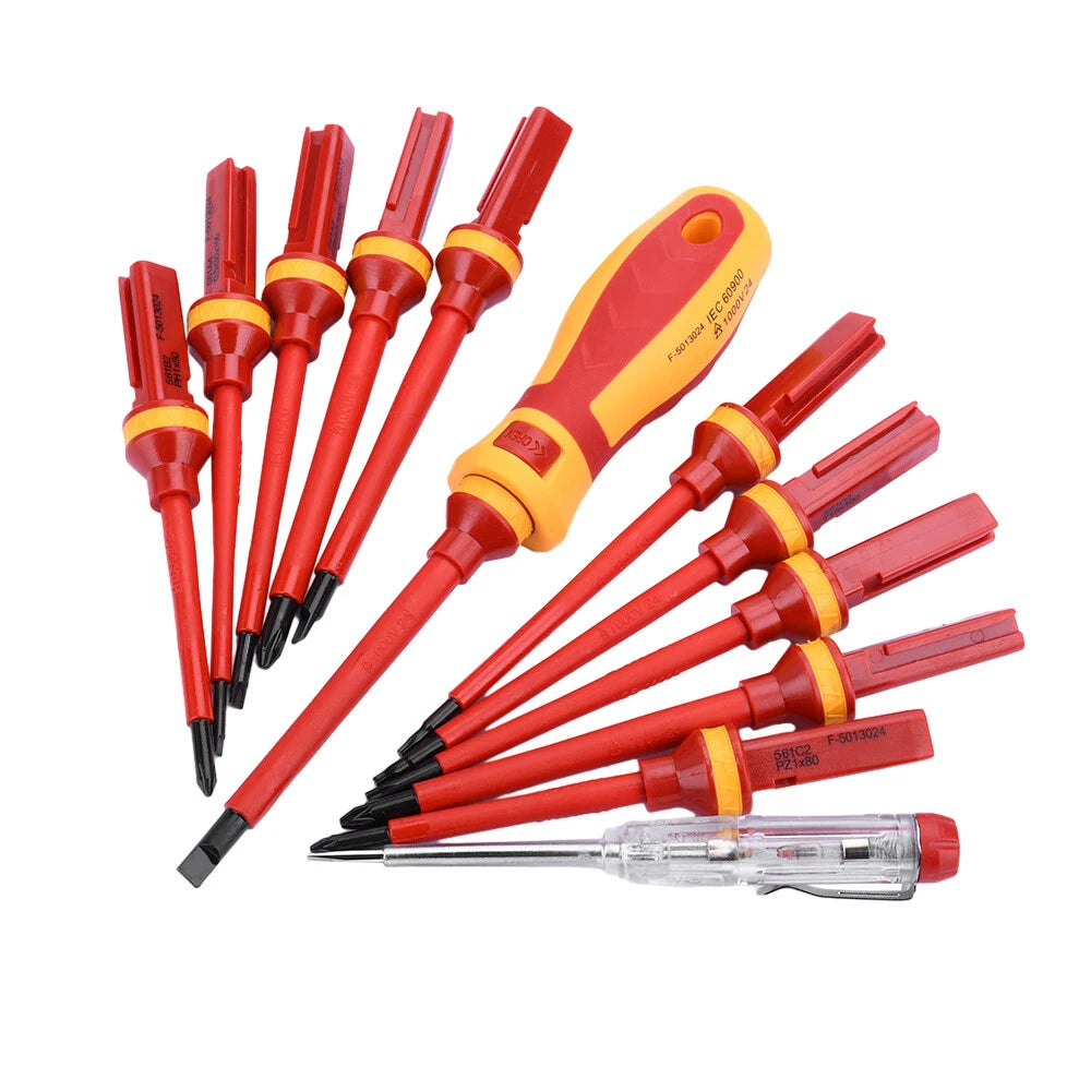13PCS Changeable Insulated Screwdriver Set Household Electrician Repair Tool Kit