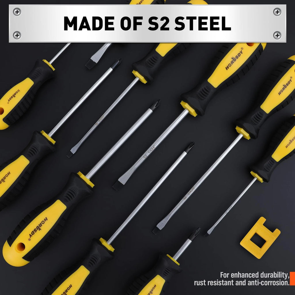 11-piece Magnetic Screwdriver Set with Case, 5 Phillips & 5 Flat Head Tips