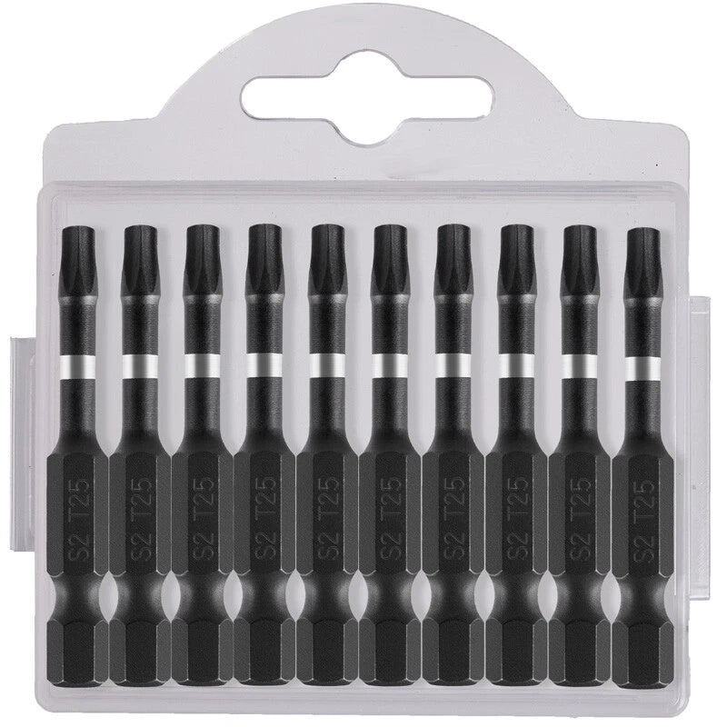 10pc T25 Impact Torx Bit Set 2" Power Screwdriver Drill Bits Star 1/4" Hex Shank