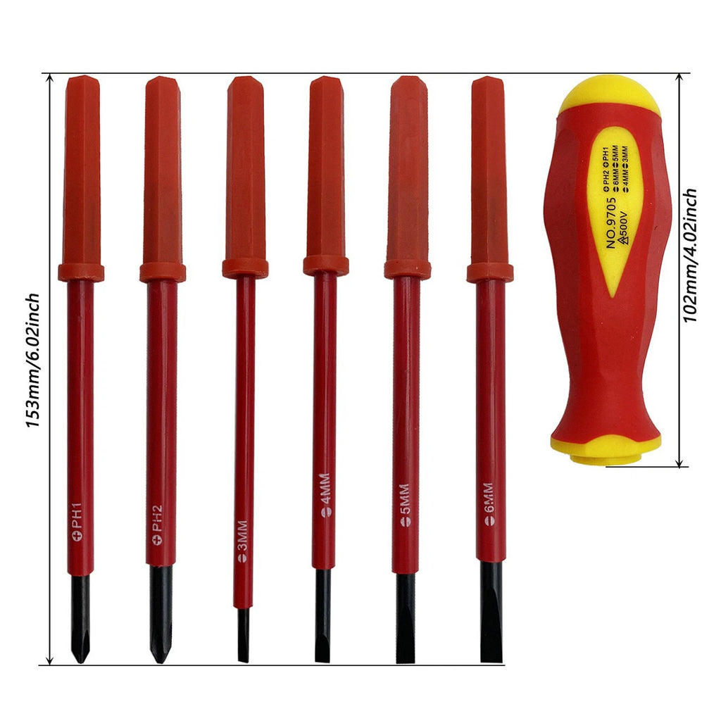 7Pcs Screwdriver Set Phillips Flat Slotted Electrician Multi-purpose Insulated