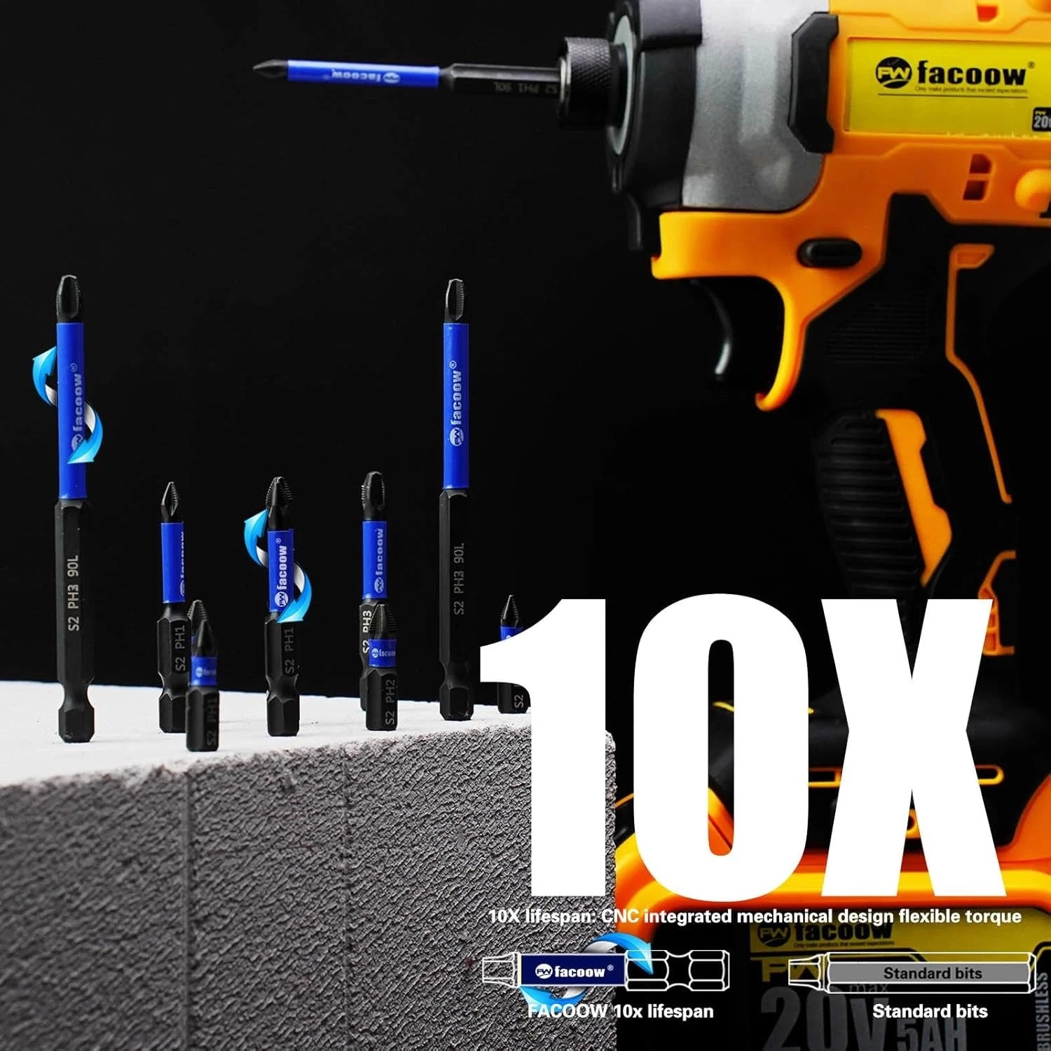 16 Pack Phillips Impact Driver Bits, #2 Head Magnetic PH2, Assorted