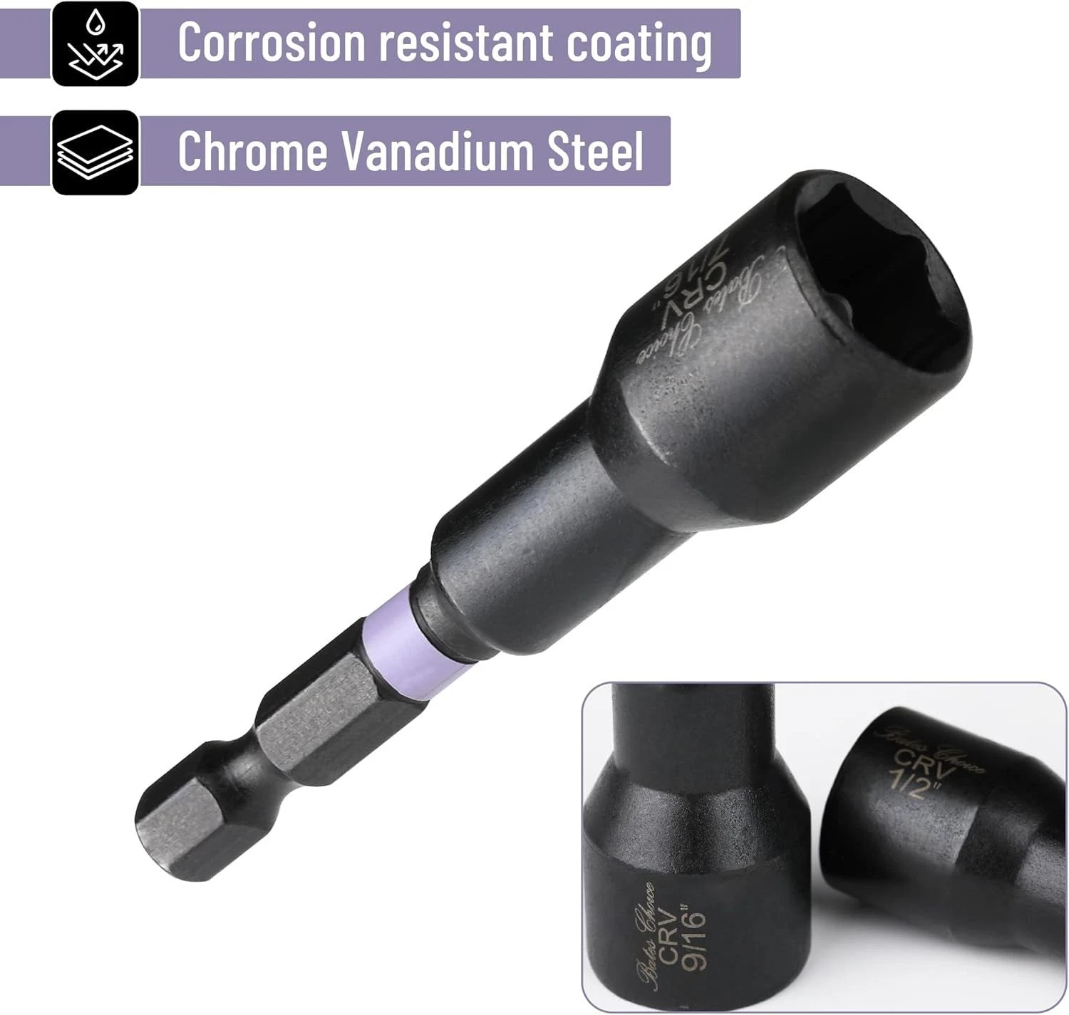 21 PCS Magnetic Nut Driver Set, 1/4" Hex Shank, Metric and SAE, Impact Drill Soc