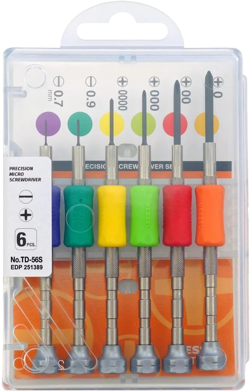 Vessel Precision Screwdriver Set TD-56S / +0, 00, 000, 0000, -0.7, -0.9 Clear