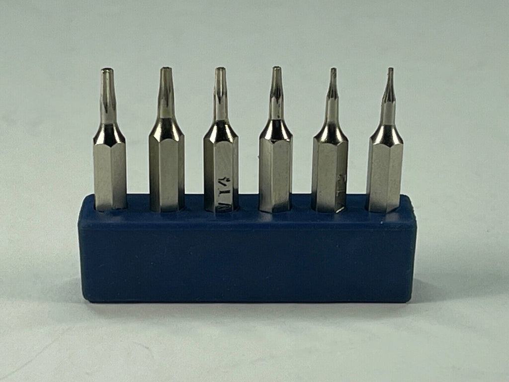 Micro Torx Bits Set 6pc 5/32 Inch Hex Shank T1 T2 T3 T4 T5 T6 Screwdriver Bits