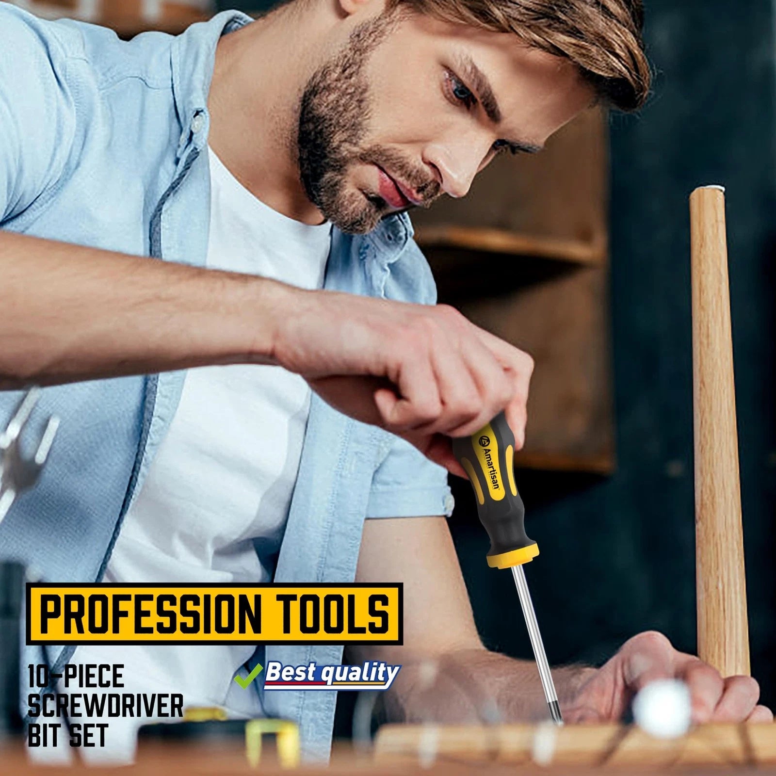 10-Piece Magnetic Screwdrivers Set, 5 Phillips and 5 Slotted Tips