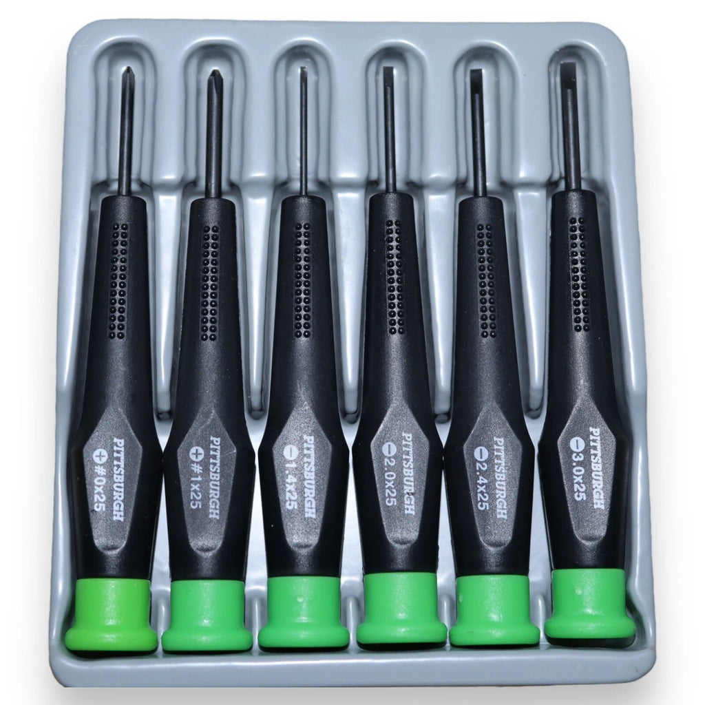 Precision Screwdriver Set Phillips Slotted  with Molded Handles, 6 Pieces Rust R