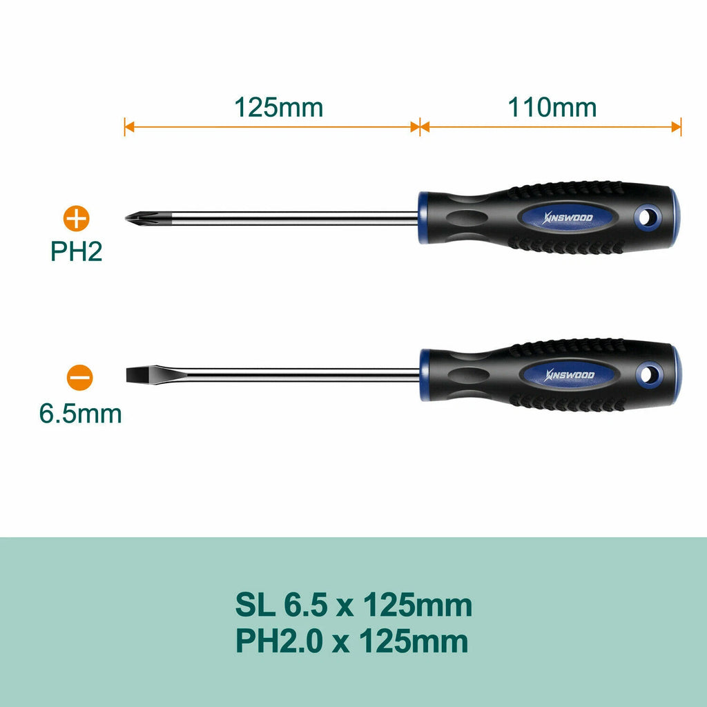 Kinswood Phillips & Flat Head 2 Piece Precision Tip Screwdriver Set LTH009 NEW