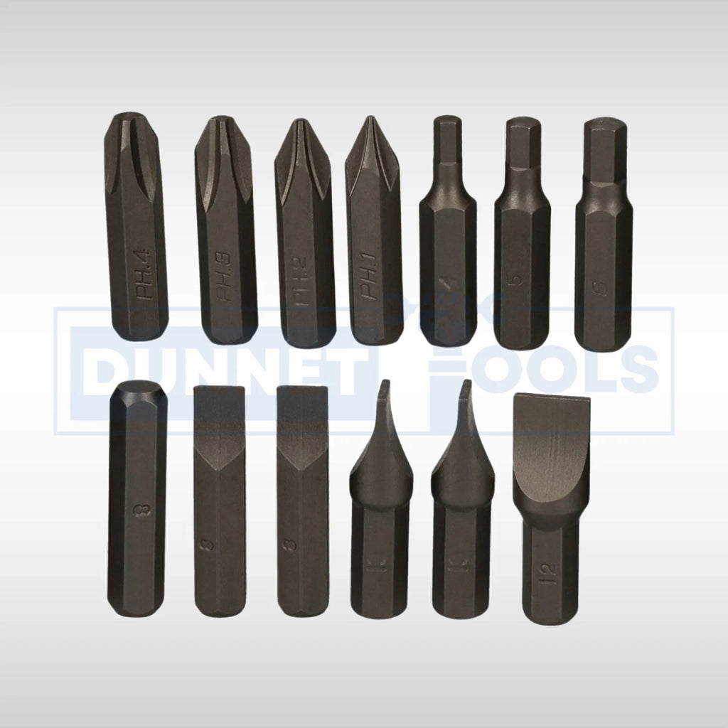 13pc Impact Screwdriver Bit Set CR-V Steel 3/8” Hex Shank Heavy Duty  Phillips