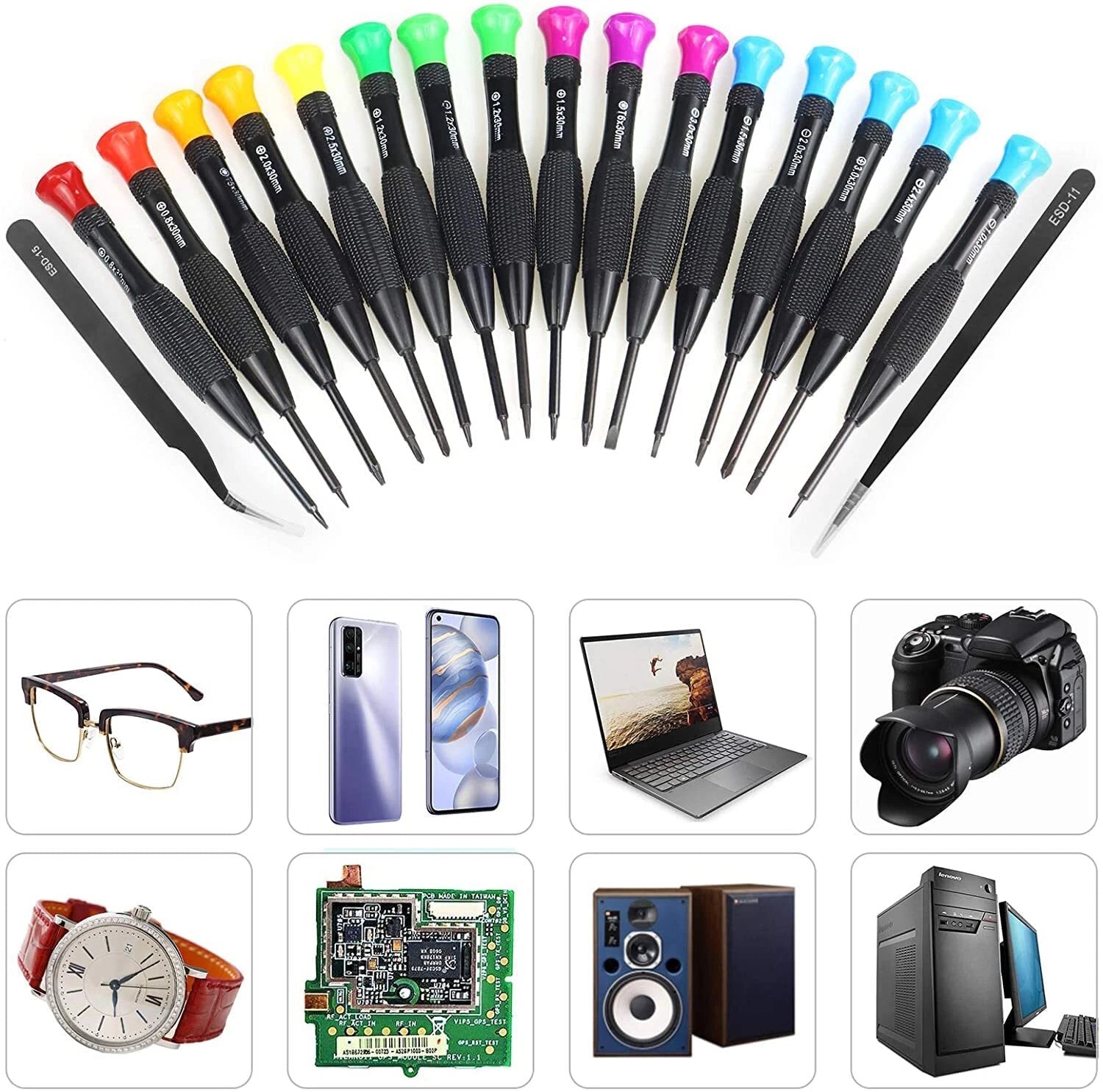 18 Pcs Magnetic Small Screwdrivers for Repairing Computer Eyeglasses Watch