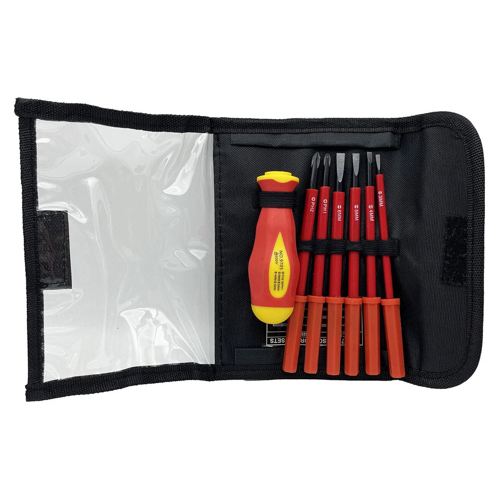 7Pcs Screwdriver Set Phillips Flat Slotted Electrician Multi-purpose Insulated