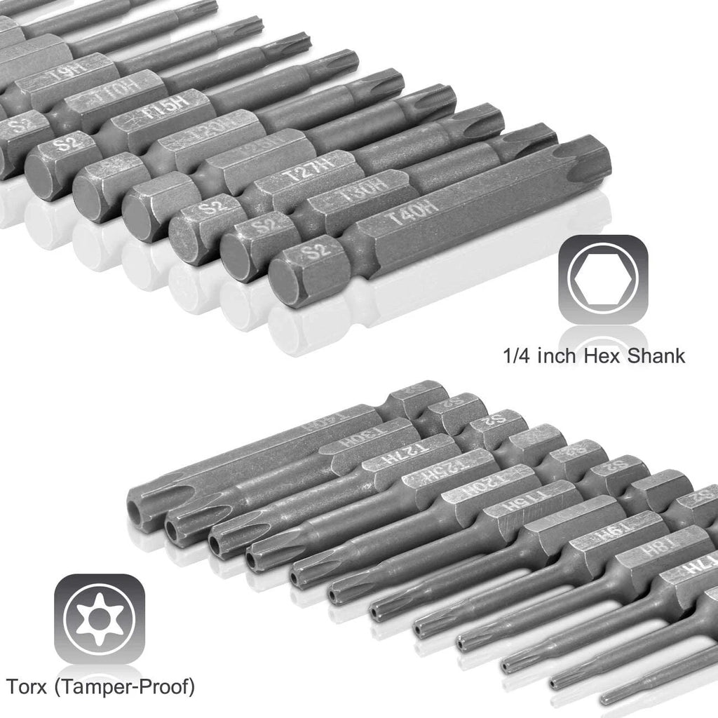 12PC Tamper Proof Star Impact Driver Bit Set Security Screwdriver Bits Hex Shank