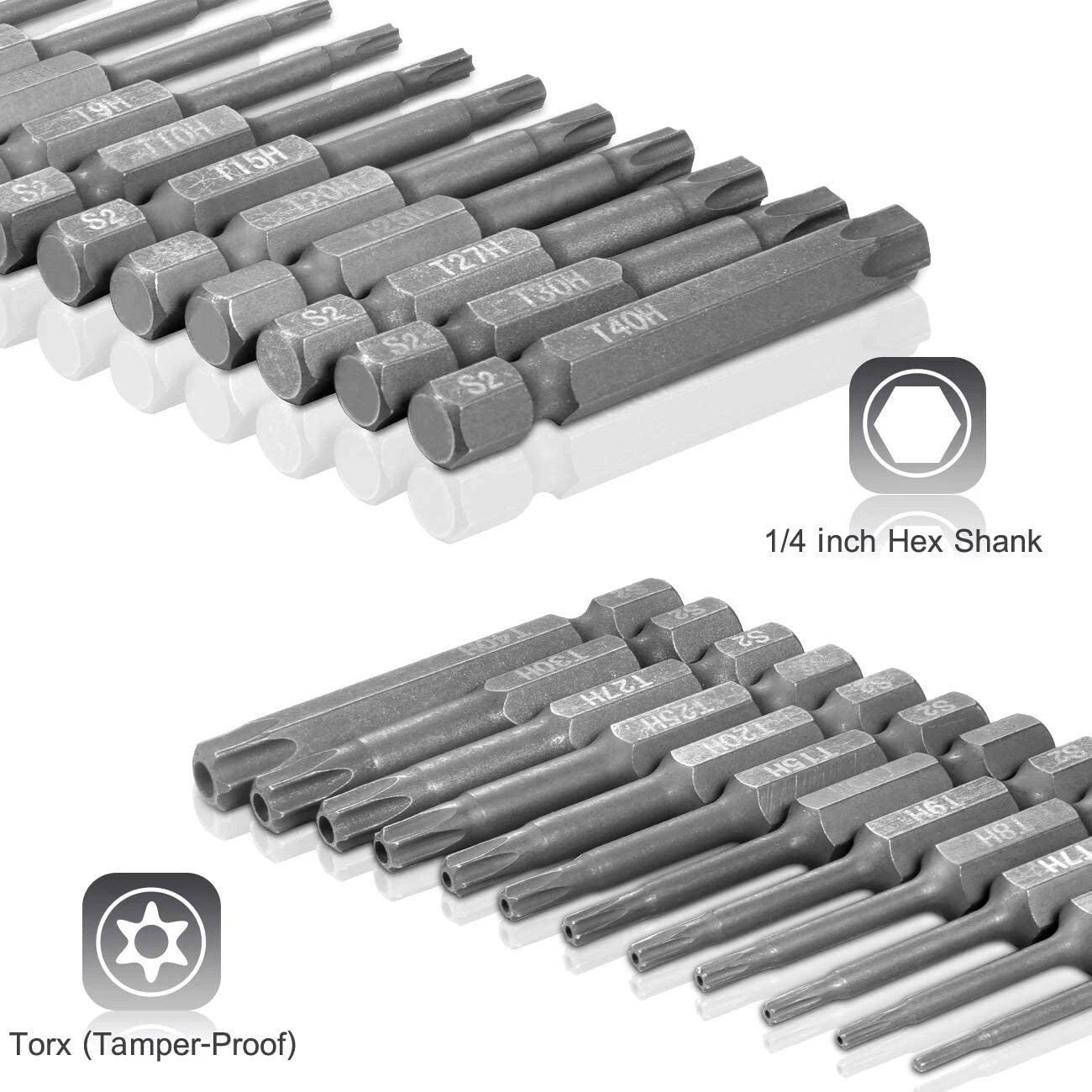 12PC Tamper Proof Star Impact Driver Bit Set Security Screwdriver Bits Hex Shank