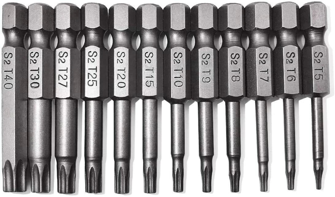 12PC Tamper Proof Star Impact Driver Bit Set Security Screwdriver Bits Hex Shank