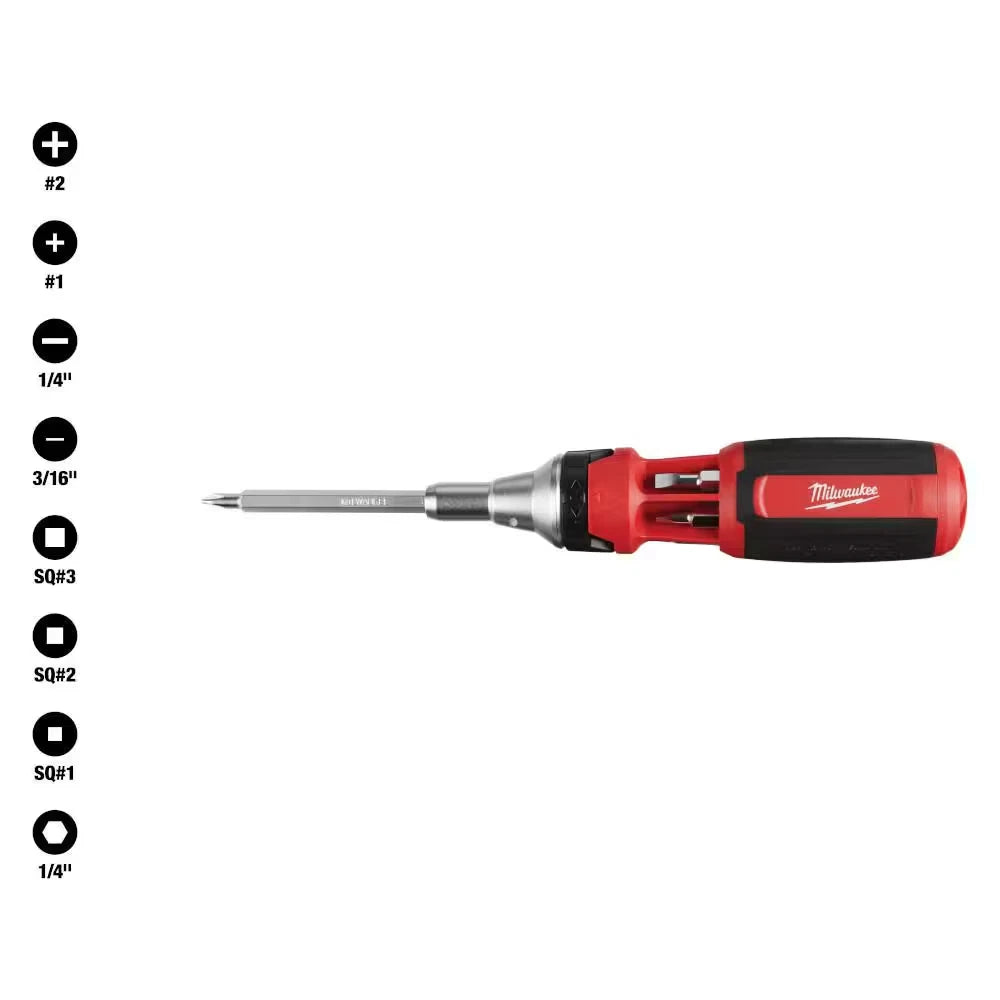 9-In-1 Square Drive Ratcheting Multi-Bit Screwdriver