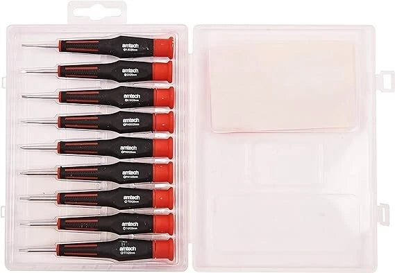 Amtech 9Pc Precision Screwdriver Set Slotted Phillips & Torx Storage Case L0475
