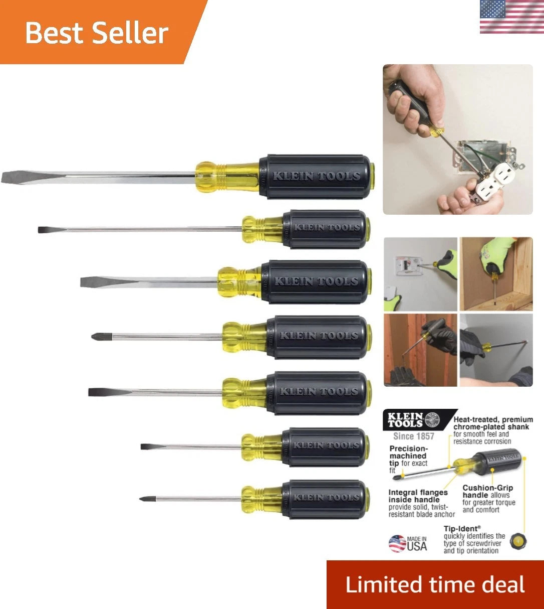 Durable 7-Piece Screwdriver Set - Cushioned Handles & Corrosion-Resistant Blades