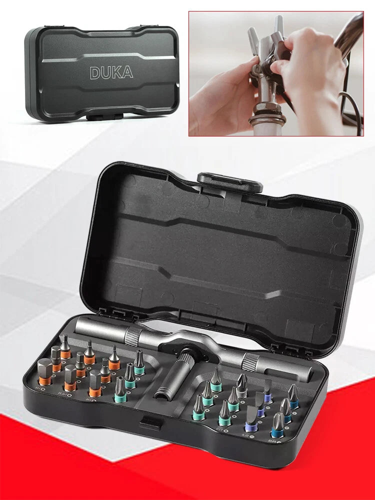 DUKA 24 in 1 Multi-Purpose Ratchet  Screwdriver Bits Set DIY Toolbox C1W6Cn