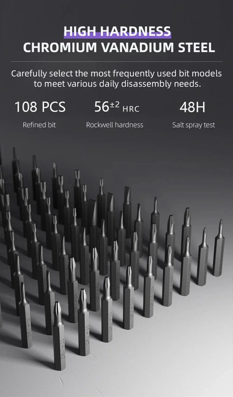 Multifunctional132 in1 Phillips Slotted Screw Bit Kit Precision Screwdriver Set