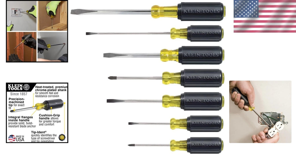 Durable 7-Piece Screwdriver Set - Cushioned Handles & Corrosion-Resistant Blades