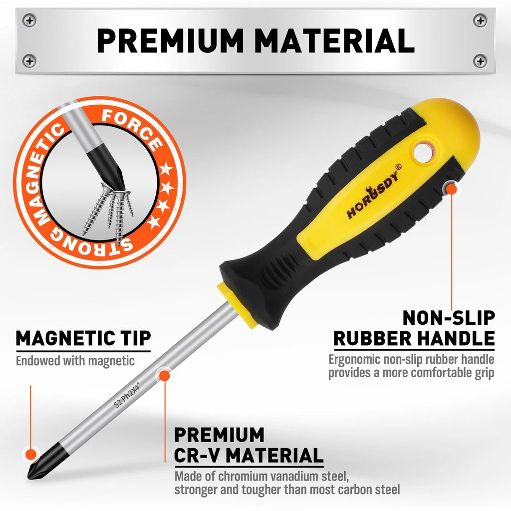 11-piece Magnetic Screwdriver Set with Case, 5 Phillips & 5 Flat Head Tips