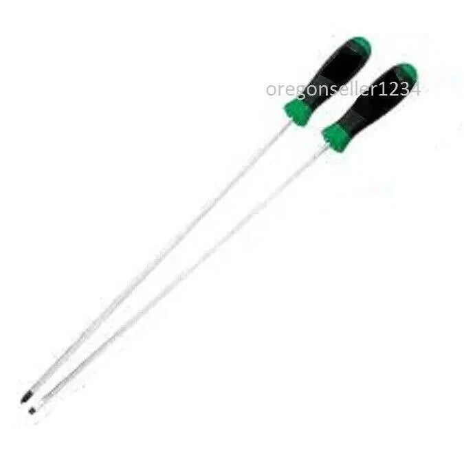 NEW 2 PC 22" THIN SHAFT EXTRA LONG SCREWDRIVER SET PHILLIPS & FLAT FREE S&H