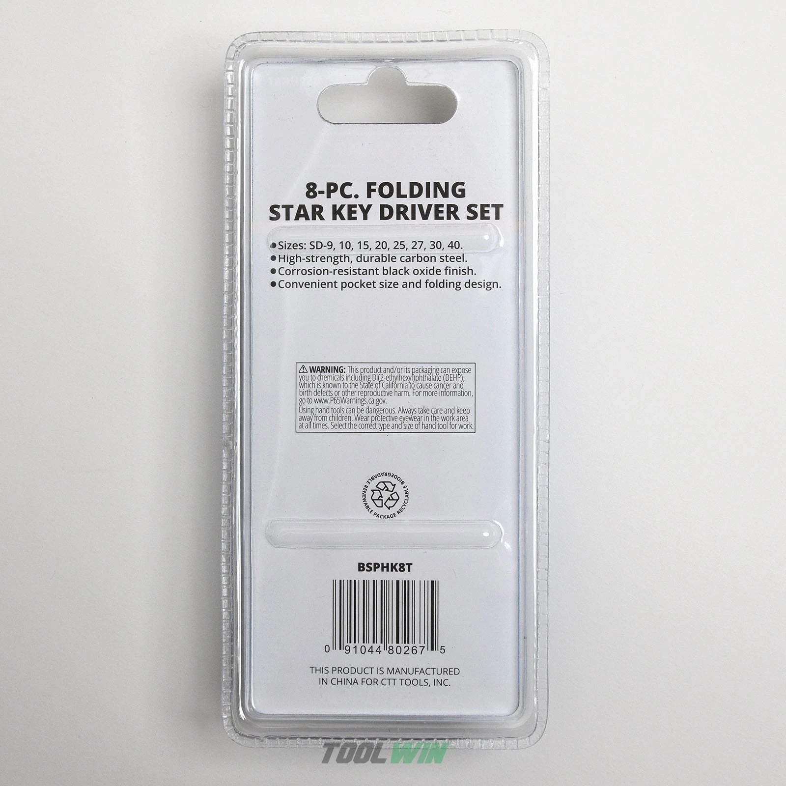 8pc Folding Torx Key Set T9 T10 T15 T20 T25 T27 T30 T40 Star Wrench