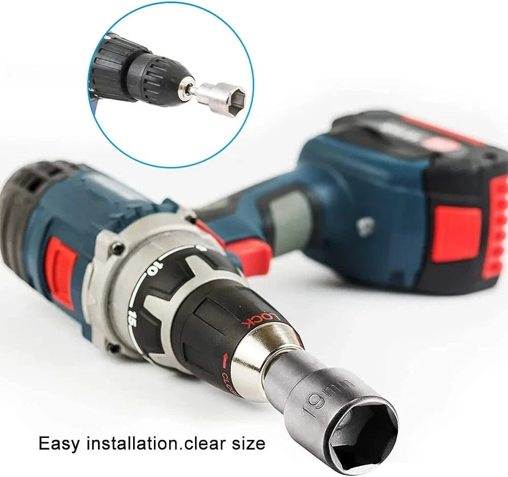 14X 1/4" 6 -19mm  Nut Driver Bit Sets  Magnetic Metric Socket Impact Drill