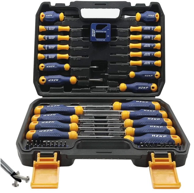 SUNHZMCKP 66pc Magnetic Screwdriver Set, S2 Steel, Slotted, Phillips, Torx Bits