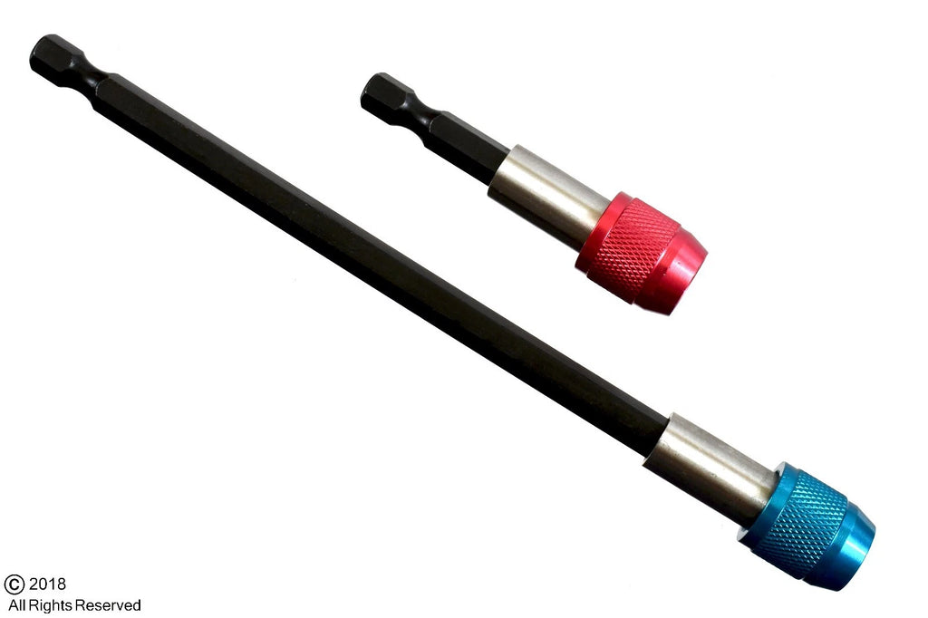 2pc 1/4" Hex Shank Quick Change Release Screwdriver Extension Drill Holder Set