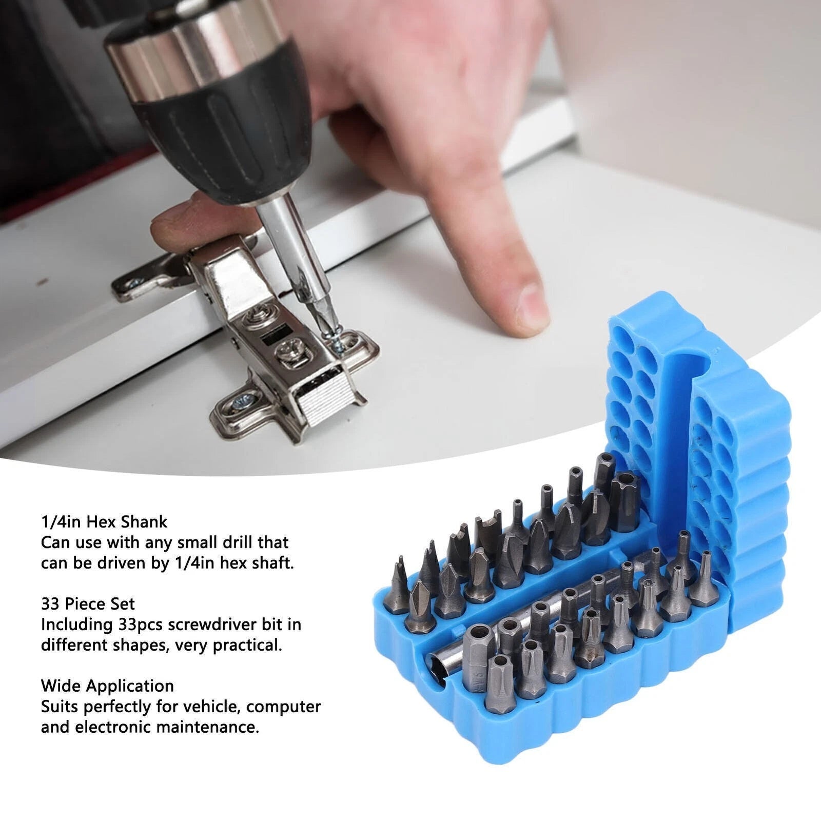 33Pcs Security Screwdriver Bit 1/4in Hex Shank Tool Set Kit for Maintenance