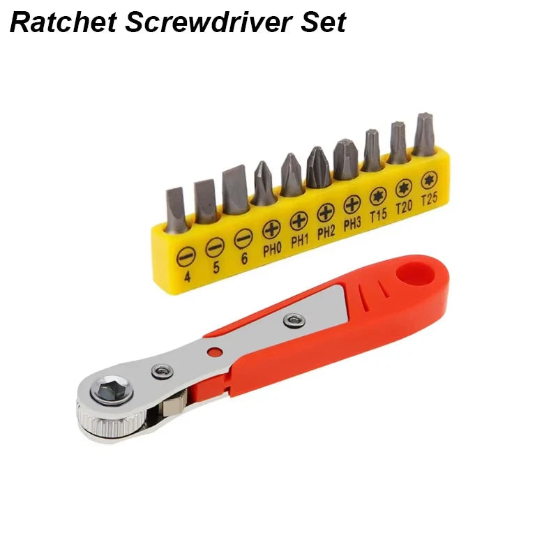 Ratchet Wrench Set Right Angle – Metric Socket & Screwdriver Bits with 1/4 Drive