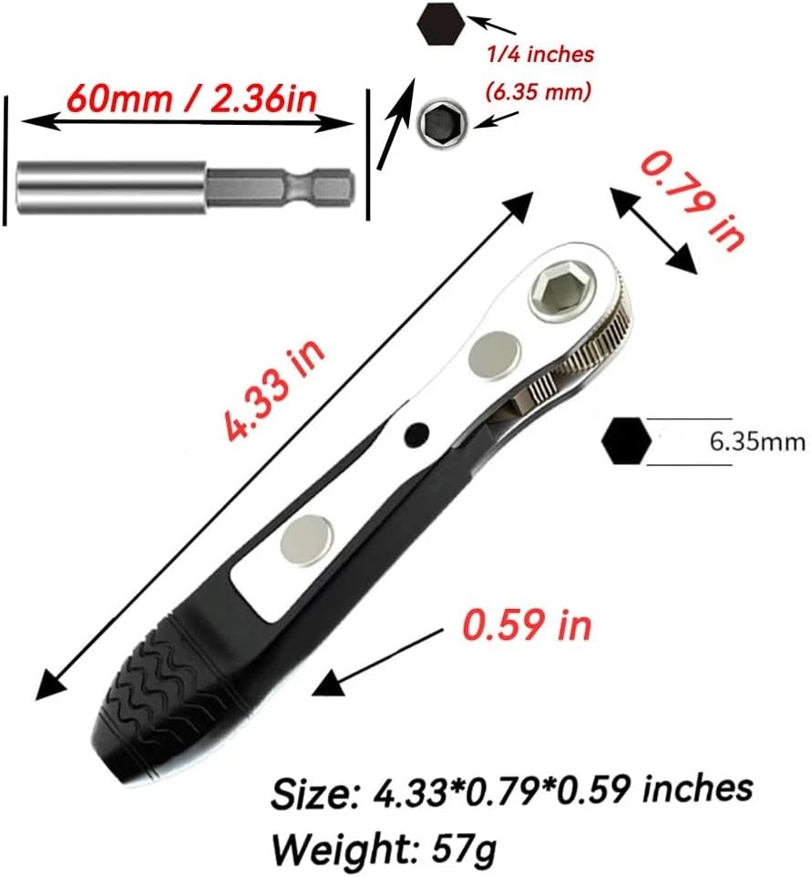 Mini Ratchet, 2 Pieces 1/4 Inch Drive Micro Ratcheting Bit Driver with1 Pieces 1
