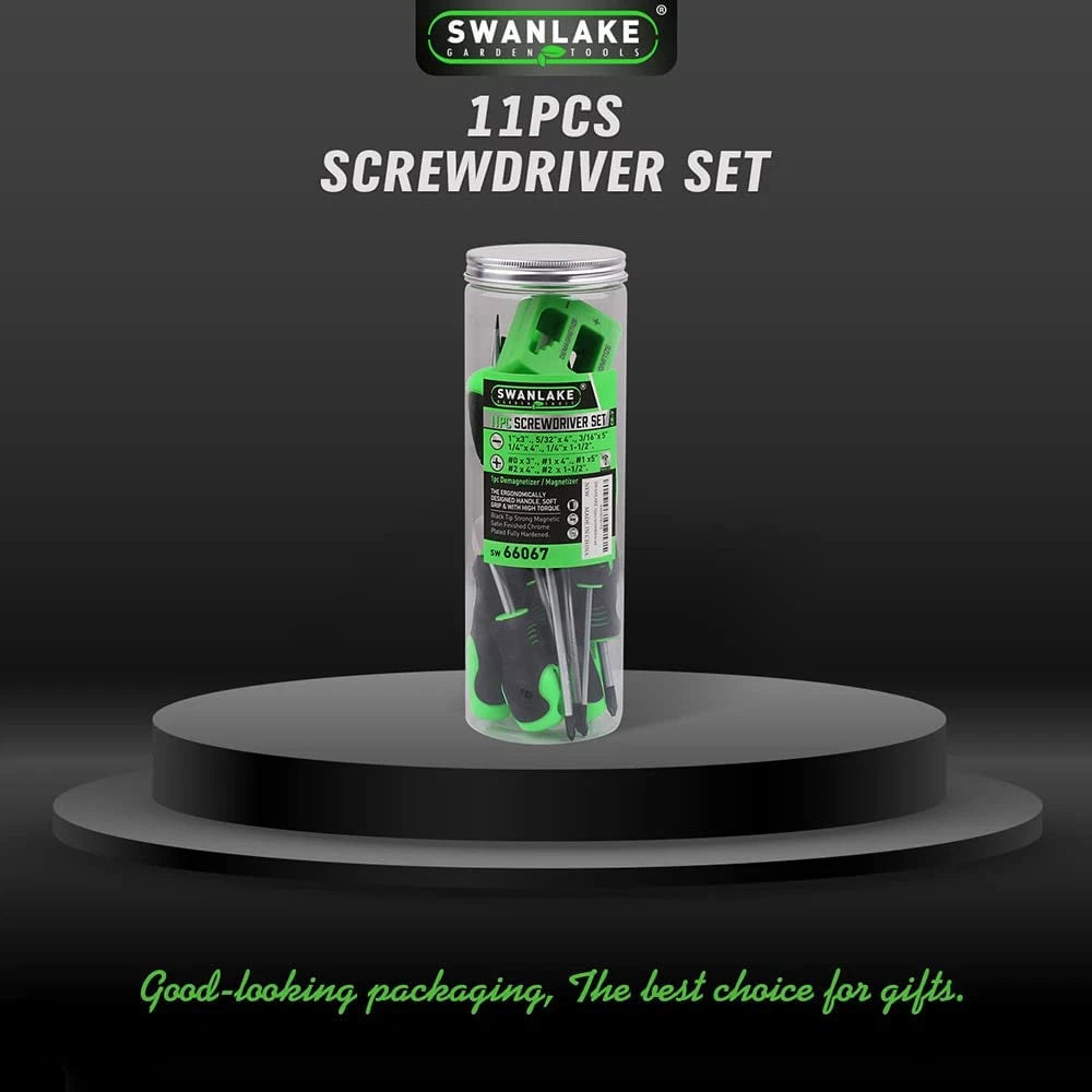 11PCS Screwdriver Set, Magnetic 5 Phillips and 5 Flat Head Black