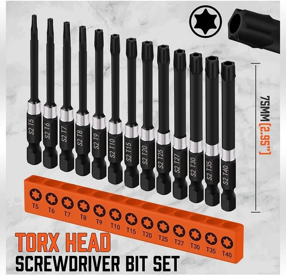 13PC Torx Bit Set Quick Change Connect Impact Driver Drill Security Tamper Proof