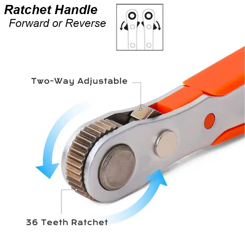 Ratchet Wrench Set Right Angle – Metric Socket & Screwdriver Bits with 1/4 Drive