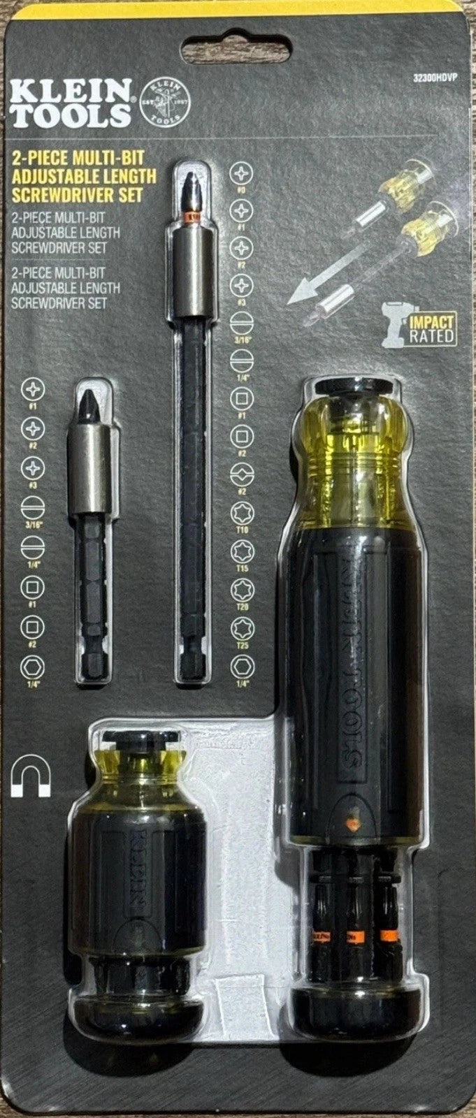 Klein Tools 2-Piece Multi-Bit Adjustable Length Screwdriver Set 32300HDVP