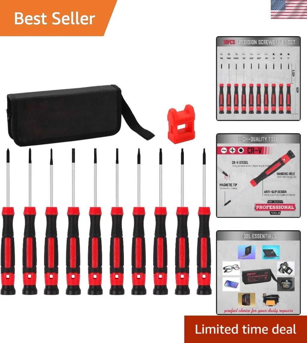 Portable 11-Piece Precision Screwdriver Set with Magnetic Tips and Storage Bag