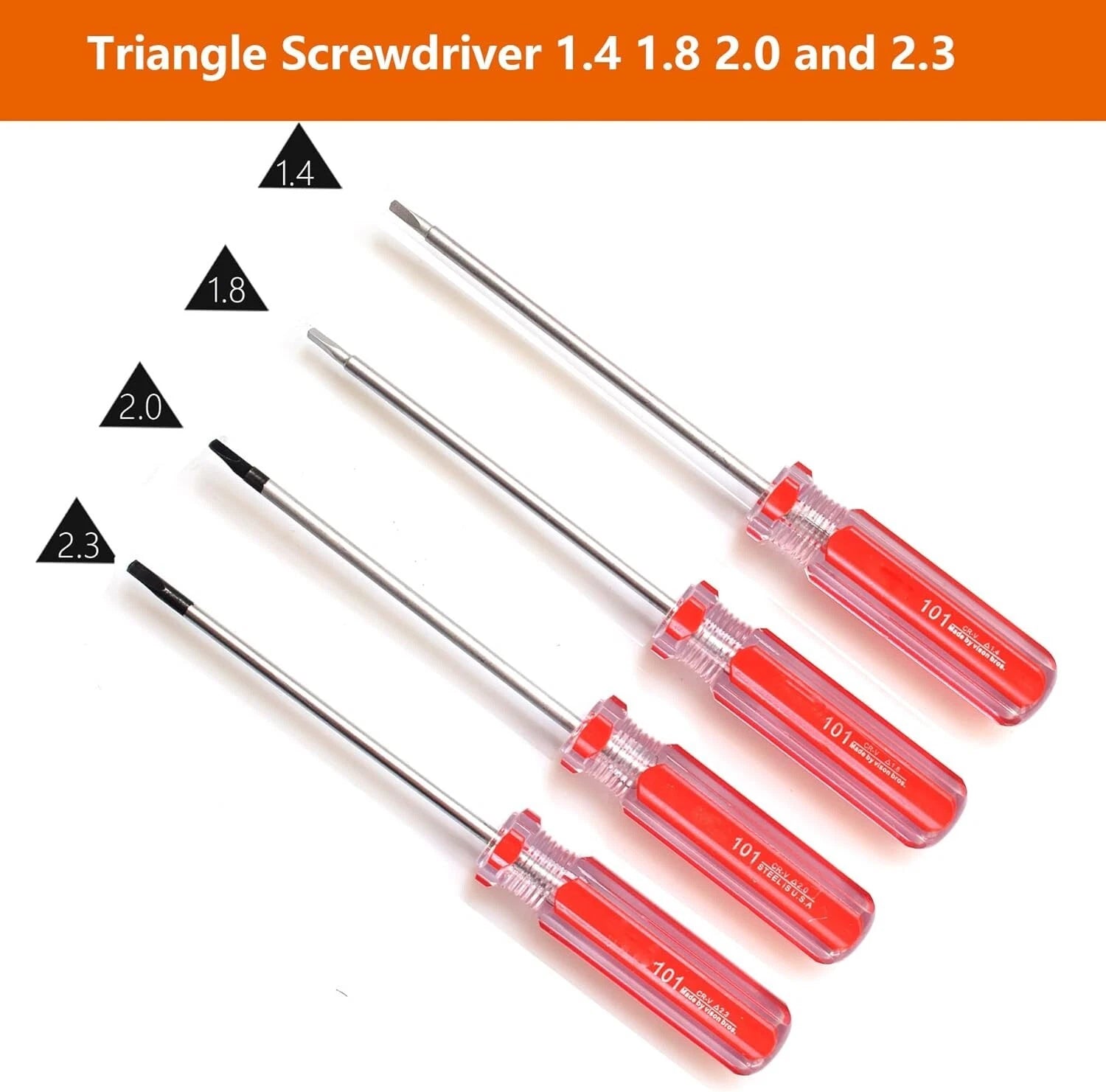 Triangle Screwdrivers Set 7 Sizes 1.4mm 1.8mm 2.0mm 2.3mm 2.7mm 3.0mm 4.2mm 7in1