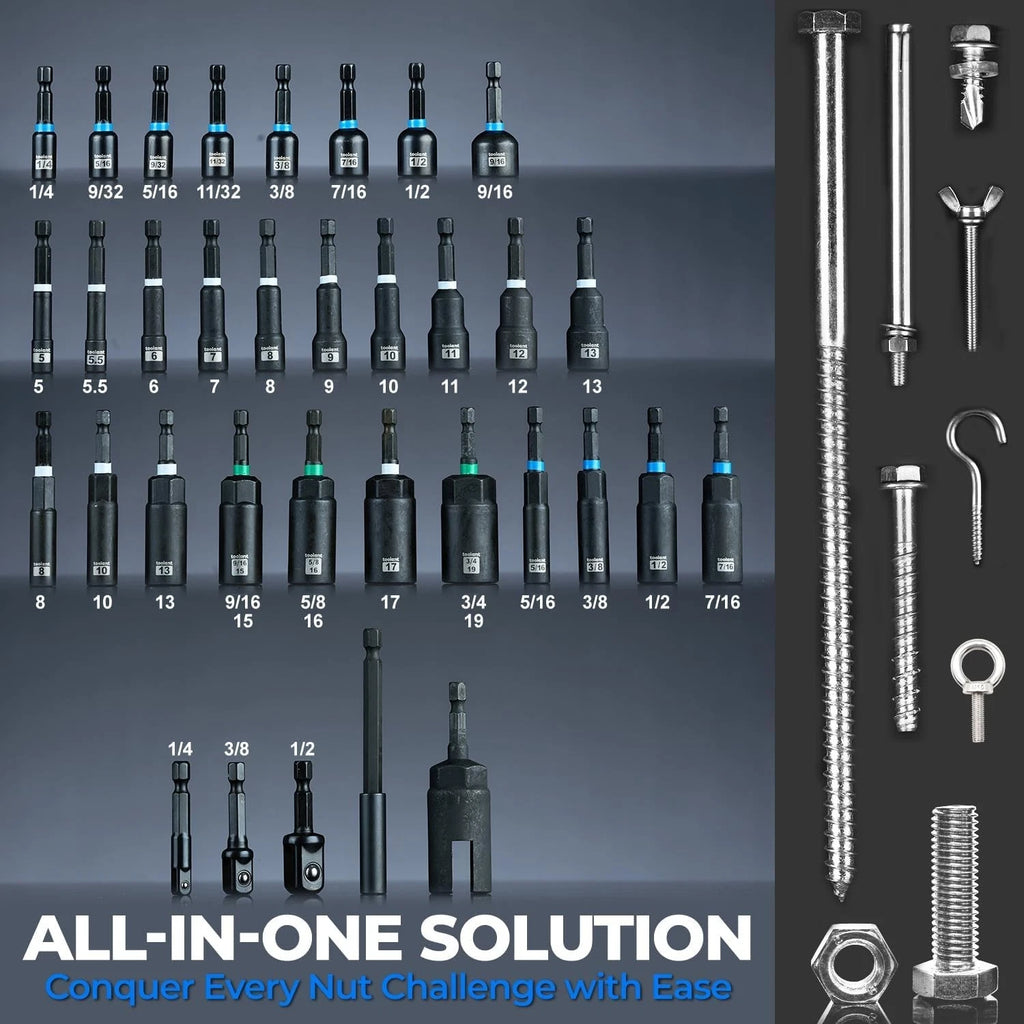 Magnetic Nut Driver Set - 10pcs Metric Impact Bit Set with Quick Change 1/4''