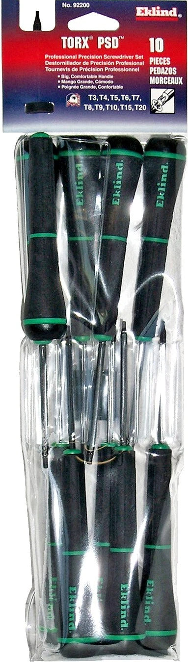 Eklind 10pc Torx Screwdriver Set Sizes T3-T20 Comfort Grip 92200 MADE IN USA