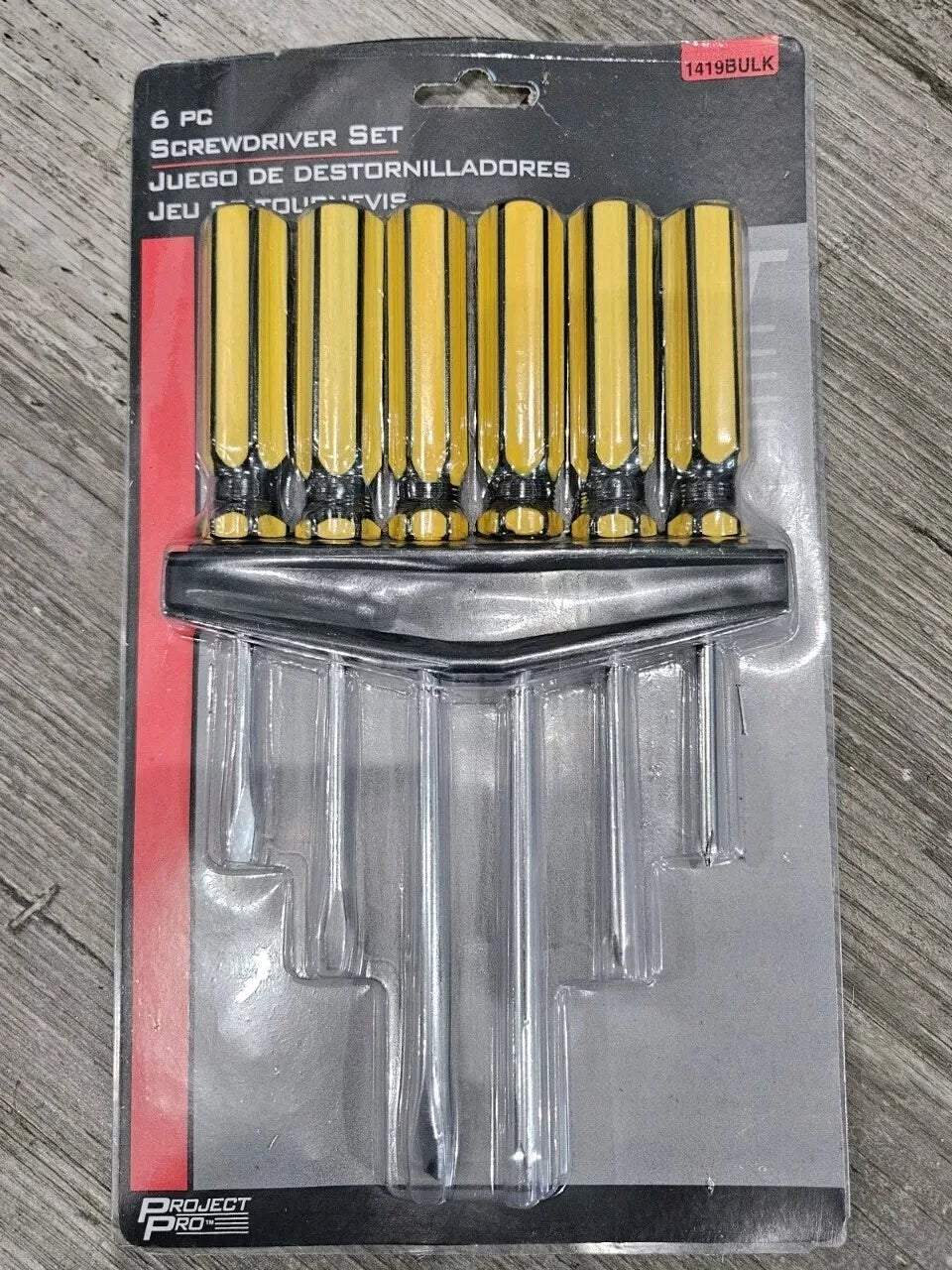 Screwdriver Set 6-piece Assorted Heads Holder Project Pro New in Package