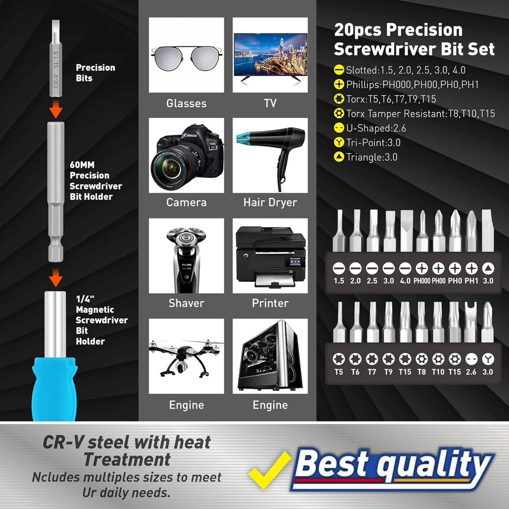 258-Piece Ultimate Screwdriver Bit Set, Chrome Vanadium Steel Driver Bit Set, S