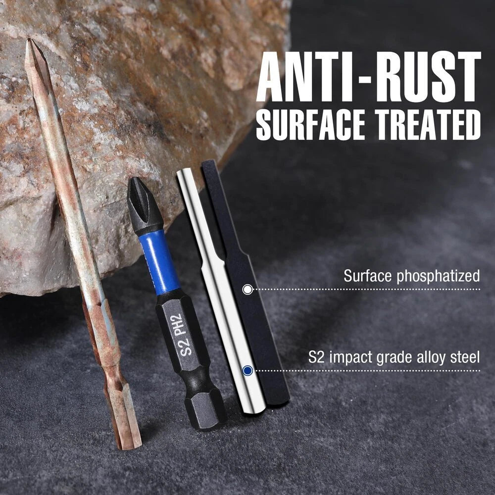 WORKPRO PH2 Impact Phillips Screwdriver Bit Set 12PCS 1/4" Hex-Shank Driver Bits