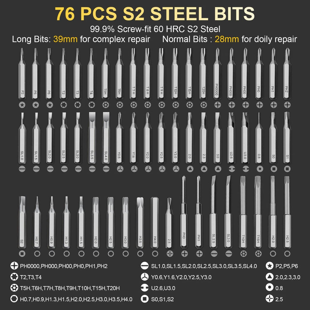 3.7V Precision Electric Screwdriver Set76 IN 1 Magnetic Storage Mini Electric...