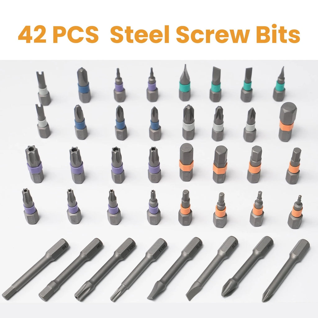 42PCS T-Shaped Ratchet Screwdriver Kit with Detachable Handle & Storage Case