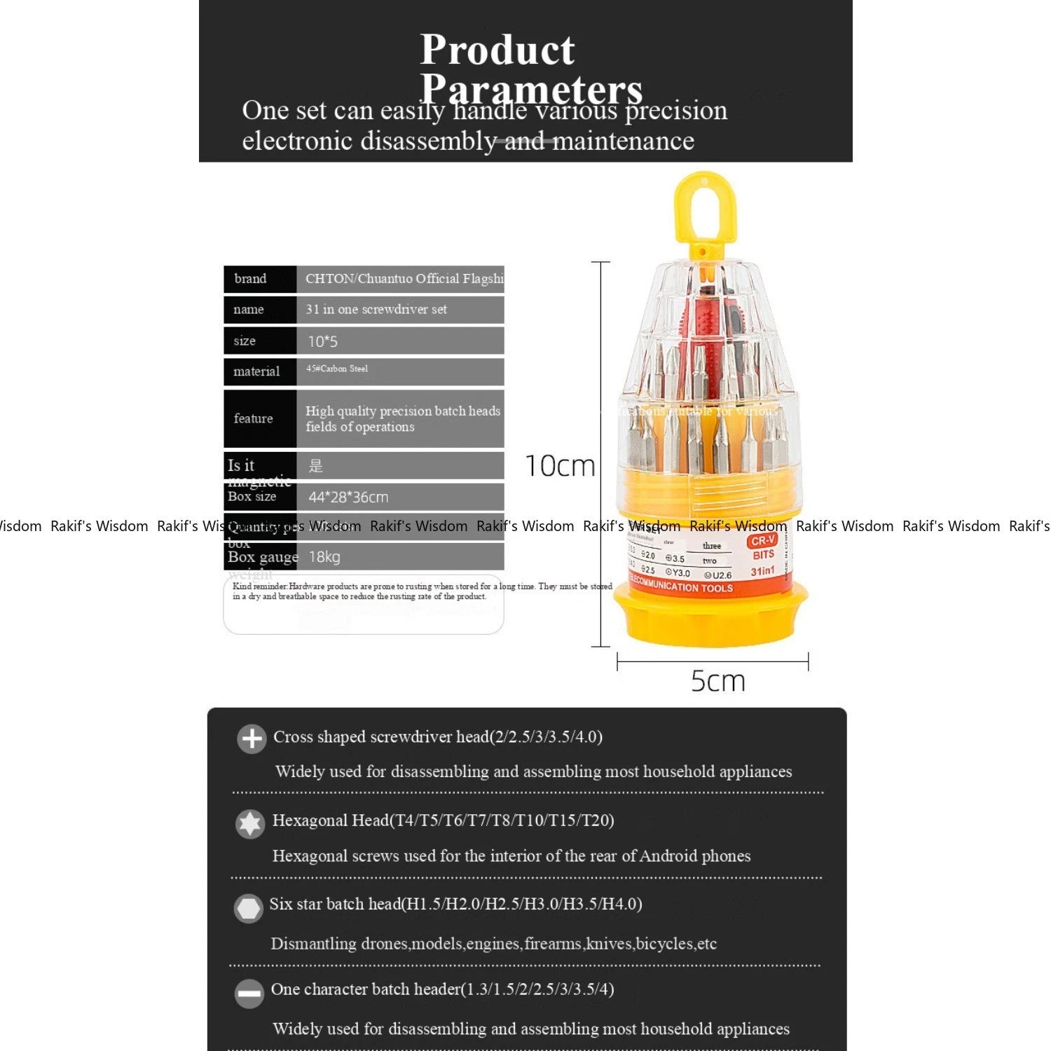 Rakif's Wisdom31in1Magnetic Screwdriver Set Repair Tool Kit Watch Computer a set