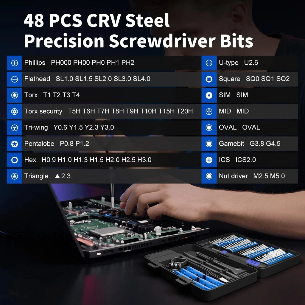 Small Precision Screwdriver Set 64-piece with Torx, Triwing, Pentalobe, Elect...